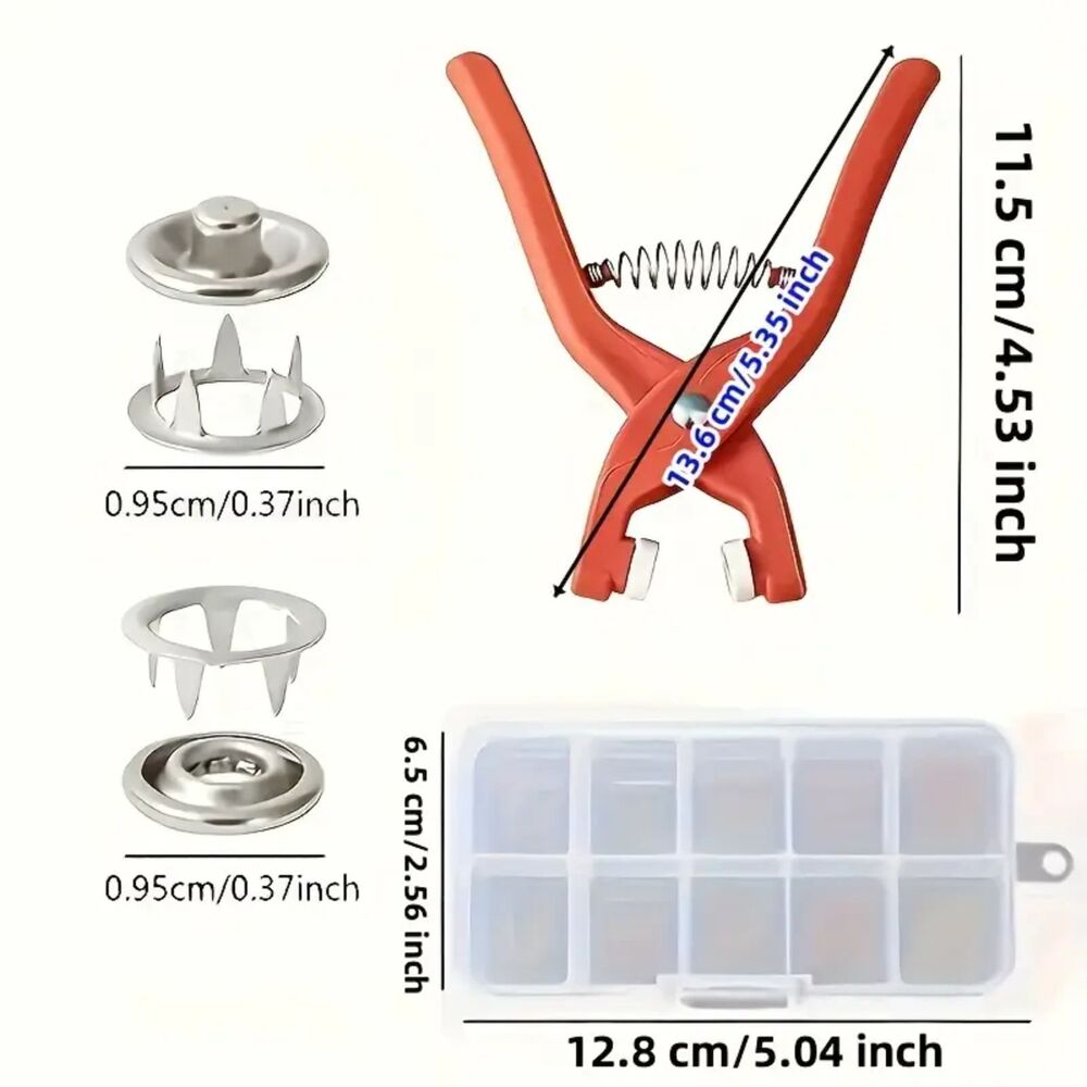 NEW - DIY EZ Add your own snaps! Hand Clamp & 200pcs Metal Buttons & Box